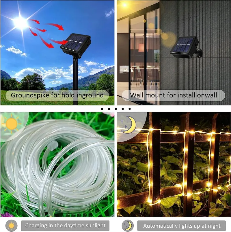 JIMACRO Solar Lichtketting IP65 12m 100LED Tuin Decoratie — foto 2