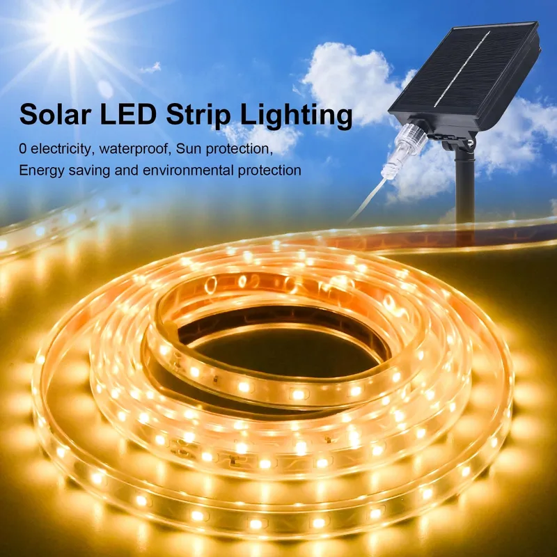 MIWATT Solar LED Strip 10m Warmwit 560 LED RF 17 Toetsen — foto 3