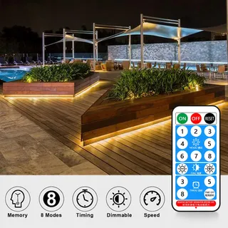 MIWATT Solar LED Strip 10m Warmwit 560 LED RF 17 Toetsen — miniatuur 4