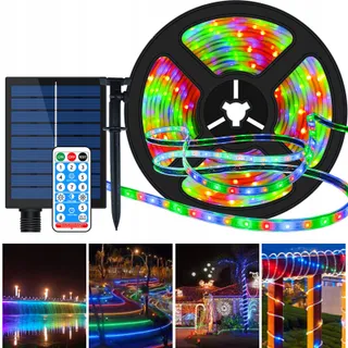 Solar LED Strip Buiten 5m 280 LED RGB Kleurverandering Waterdicht — miniatuur 2