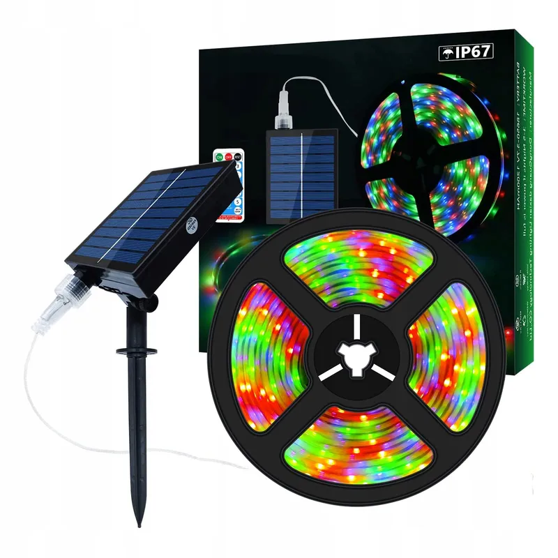 Solar LED Strip Buiten 5m 280 LED RGB Kleurverandering Waterdicht — foto 1