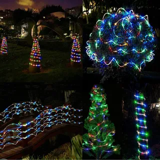 Solar LED Strip Buiten 5m 280 LED RGB Kleurverandering Waterdicht — miniatuur 5