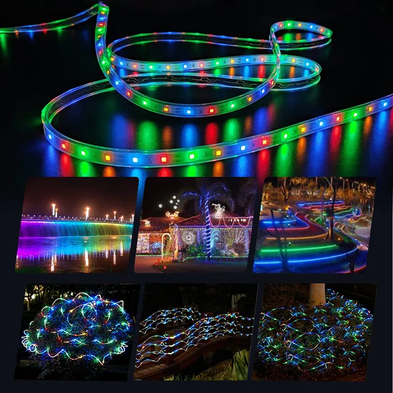 Solar LED Strip Buiten 5m 280 LED RGB Kleurverandering Waterdicht — foto 4