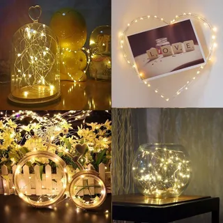 BXROIU Set 2 Mini Lichtkettingen 50 LED Batterij Warmwit — miniatuur 6