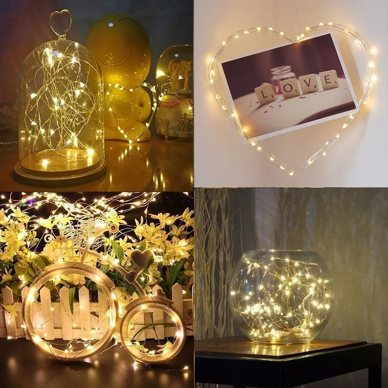 BXROIU Set 2 Mini Lichtkettingen 50 LED Batterij Warmwit — foto 6