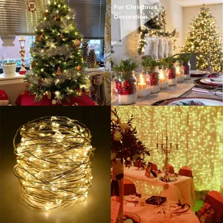 BXROIU Set 2 Mini Lichtkettingen 50 LED Batterij Warmwit — miniatuur 4