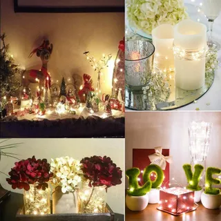 BXROIU Set 2 Mini Lichtkettingen 50 LED Batterij Warmwit — miniatuur 5
