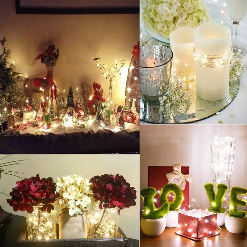BXROIU Set 2 Mini Lichtkettingen 50 LED Batterij Warmwit — foto 5