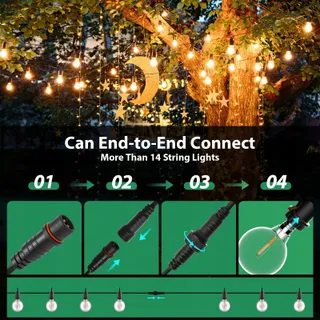 LED Lichtsnoer Buiten Balkon Tuin 32,7M 50 Lampen — miniatuur 5