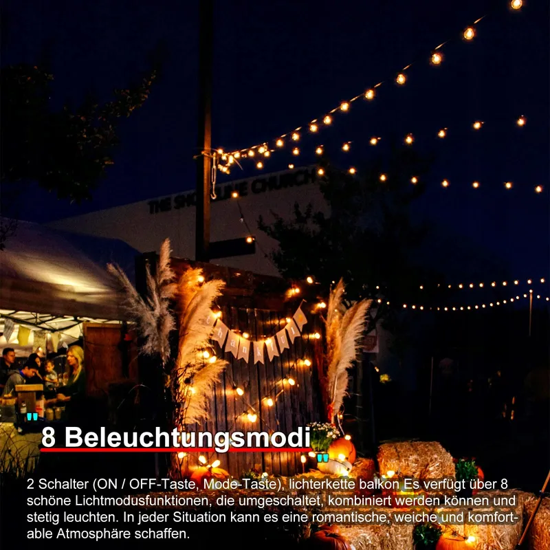 NLNEY Solar LED Lichtsnoer Bollen Buiten 7M 50LED 8 Modi — foto 3