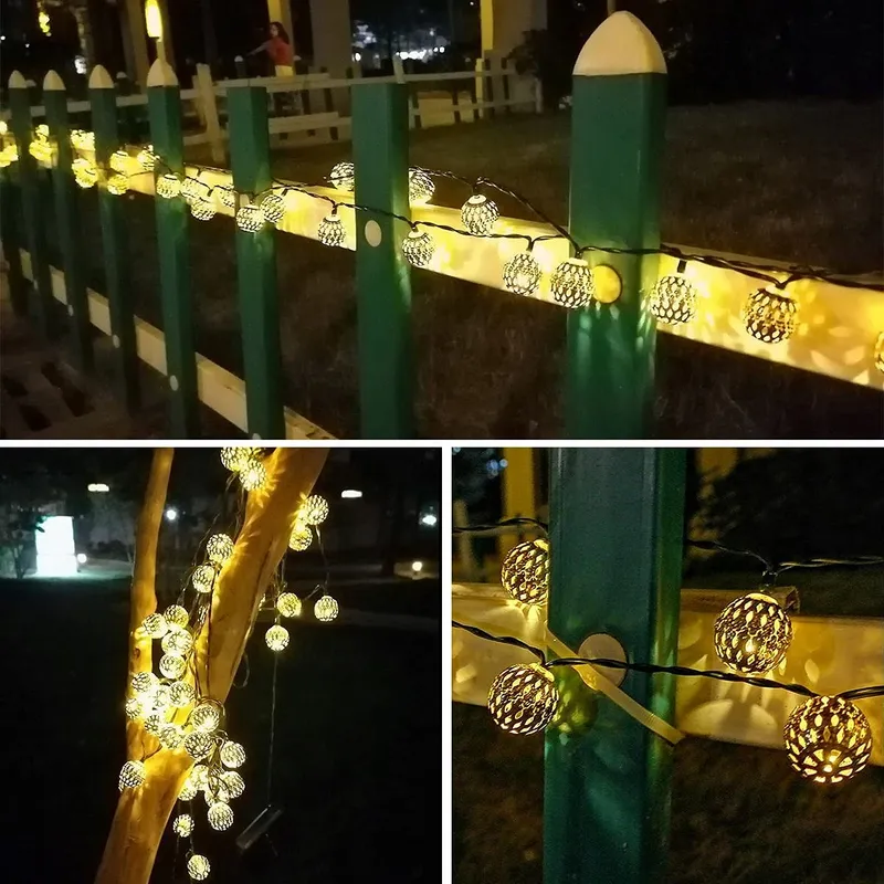 NLNEY Solar LED Lichtsnoer Bollen Buiten 7M 50LED 8 Modi — foto 7