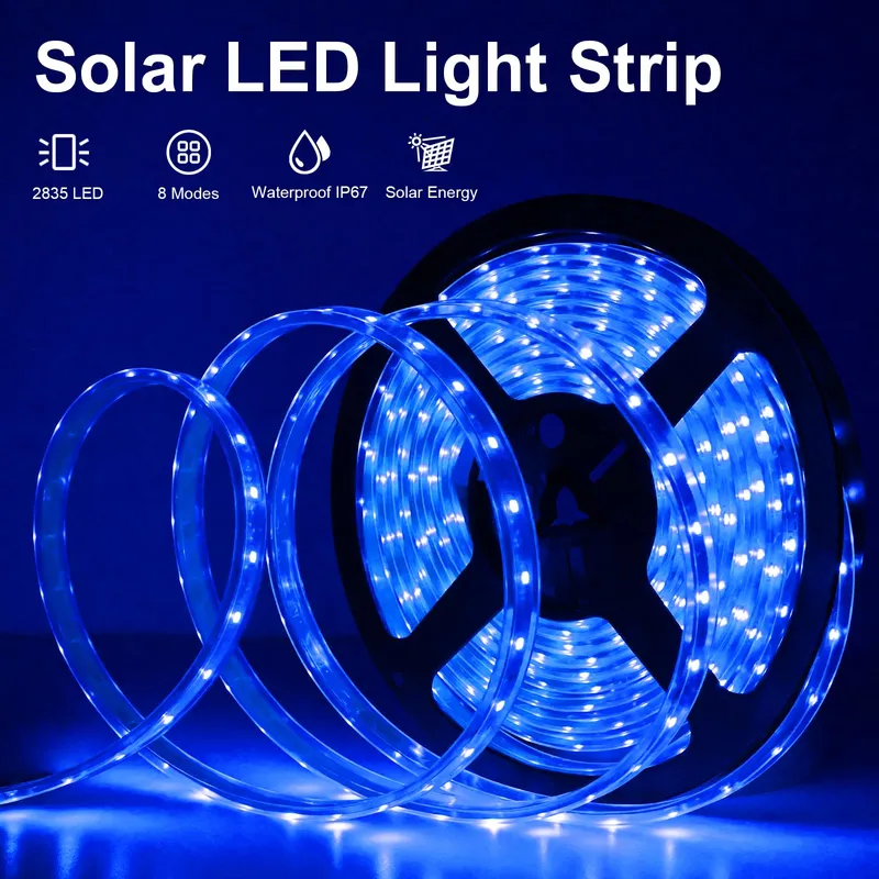 MIWATT Solar LED Strip 10m IP67 Blauw 560 LED Afstandsbediening — foto 2