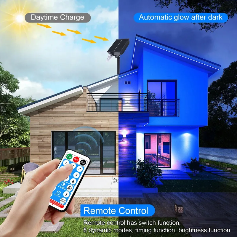 MIWATT Solar LED Strip 10m IP67 Blauw 560 LED Afstandsbediening — foto 4