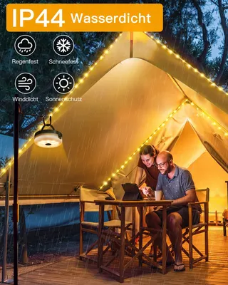 OLLNY Camping Lichtsnoer 10M 100 LED Solar USB Waterdicht — miniatuur 4