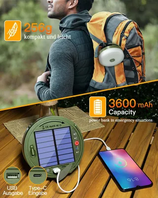 OLLNY Camping Lichtsnoer 10M 100 LED Solar USB Waterdicht — miniatuur 3