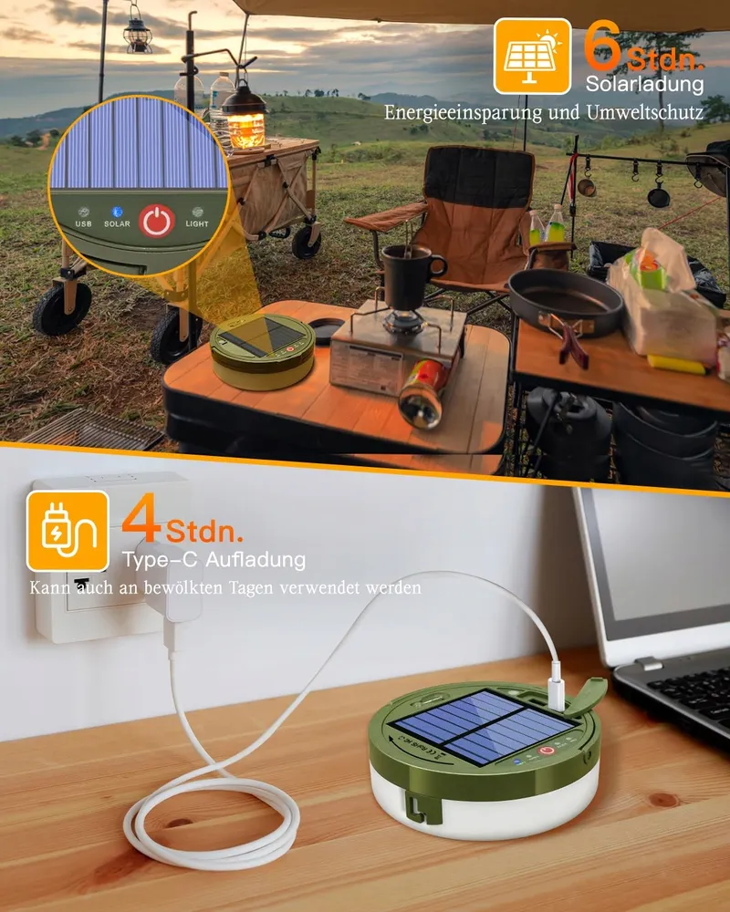 OLLNY Camping Lichtsnoer 10M 100 LED Solar USB Waterdicht — foto 5