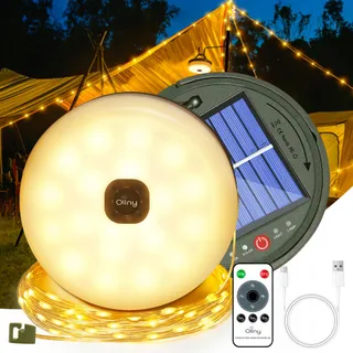 OLLNY Camping Lichtsnoer 10M 100 LED Solar USB Waterdicht — miniatuur 1