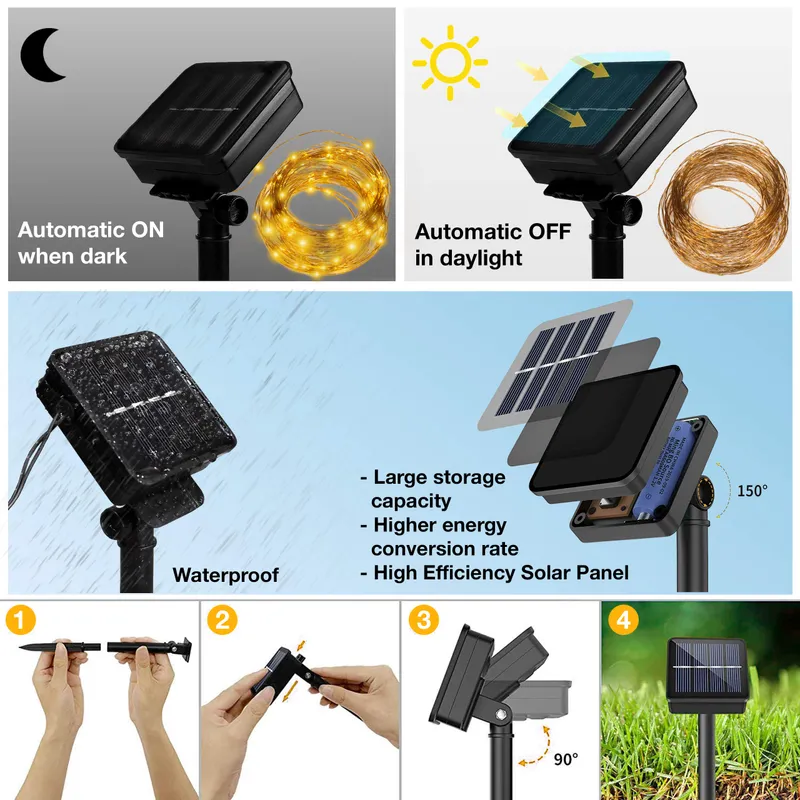 COZYHOME Solar Lampionnen 20 Stuks 7m 8 Modi Timer Warm Wit — foto 3