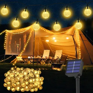 Solar Lichtketting 100 LED 18M IP65 Lampionnen Tuin — miniatuur 1