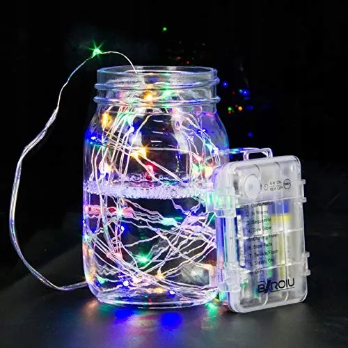 BXROIU 2x Micro Lichtsnoer Zilverdraad 50 LED Batterij Multicolor — foto 2