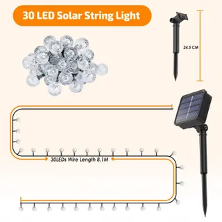 Solar Lichtketting Buiten 30 LED 81M IP65 Balkon Tuin — miniatuur 7