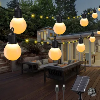 TACOBEY Solar Lichtsnoer 10M 100 LED Buiten Warm Wit — miniatuur 1