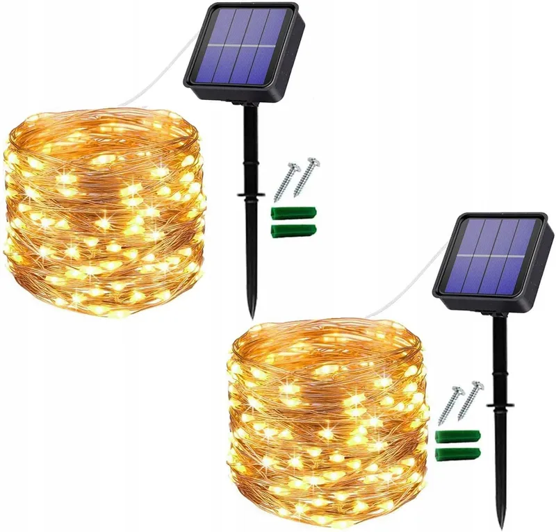 USEBER Solar Lichtketting 2x14M 120 LED Buiten Warmwit — foto 1