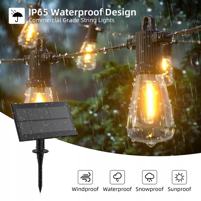 KAWAYA Solar LED Lichtsnoer 15M IP65 Waterdicht 5 Standen — foto 2