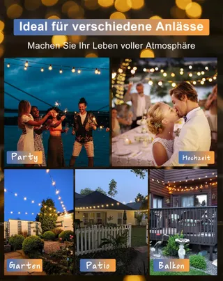 LED Lichtsnoer Buiten 7,6m IP65 Tuin Terras Balkon Bruiloft — miniatuur 7