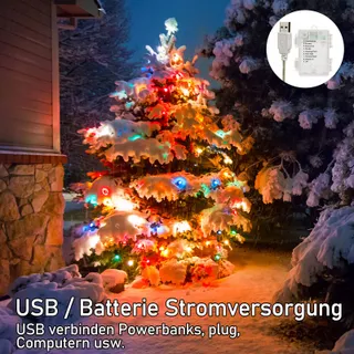 LED Lichtsnoer 12M Batterij USB Balkon Tuin Bruiloft Feest — miniatuur 3