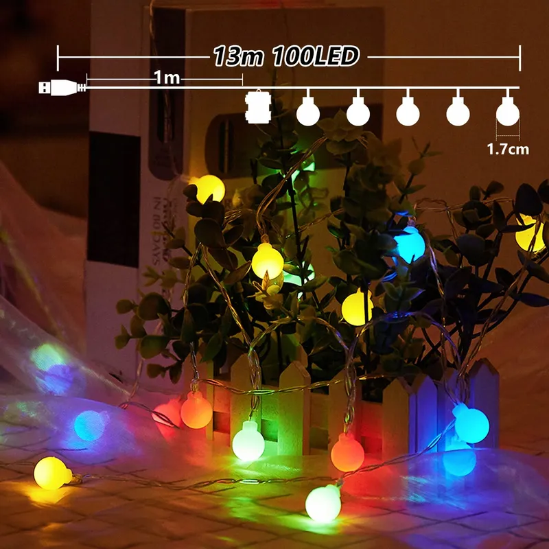LED Lichtsnoer 12M Batterij USB Balkon Tuin Bruiloft Feest — foto 2