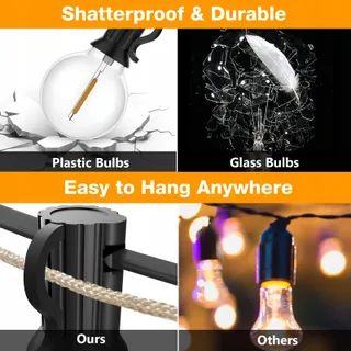 GLUROO LED Lichtsnoer Buiten 30M 50+2 G40 Waterdicht Warmwit — miniatuur 5