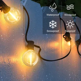 GLUROO 30M LED Tuinlichtsnoer Buiten IP45 50+2 Lampen — miniatuur 1
