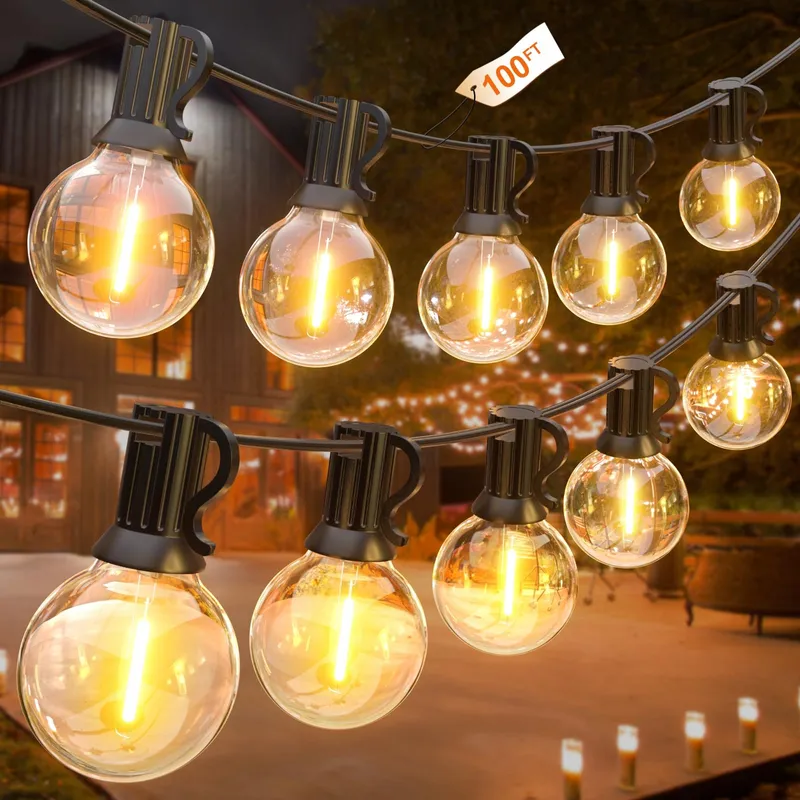 GLUROO 30M LED Tuinlichtsnoer Buiten IP45 50+2 Lampen — foto 2