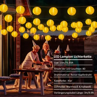 STARRYEVER LED Lampionnen Buiten 20M 11 Standen Afstandsbediening 80 LED — miniatuur 2