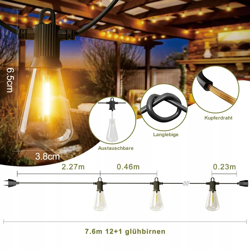 KAWAYA LED Lichtsnoer 30M 52 ST38 IP65 Tuin Terras Bruiloft — foto 5