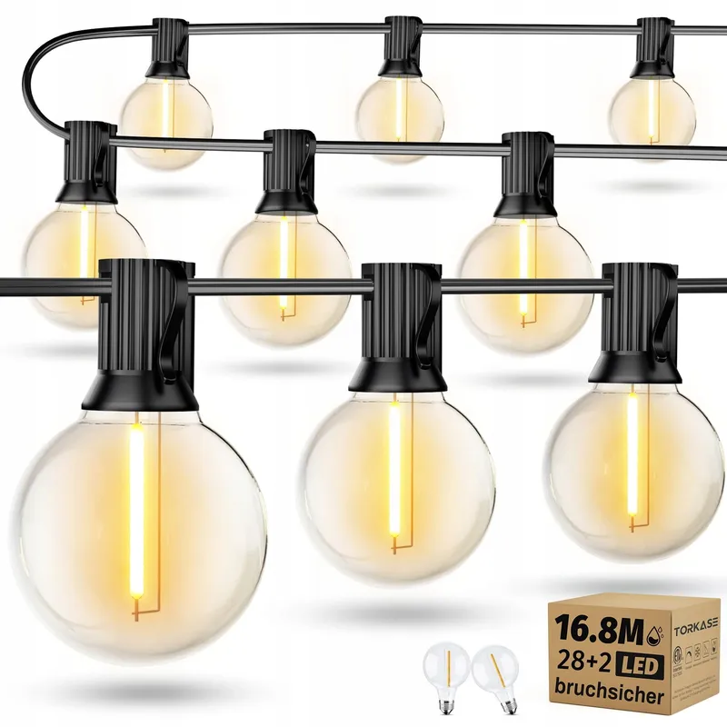 TORKASE LED Lichtsnoer Buiten 16.8m 28+2 G40 Warmwit — foto 1
