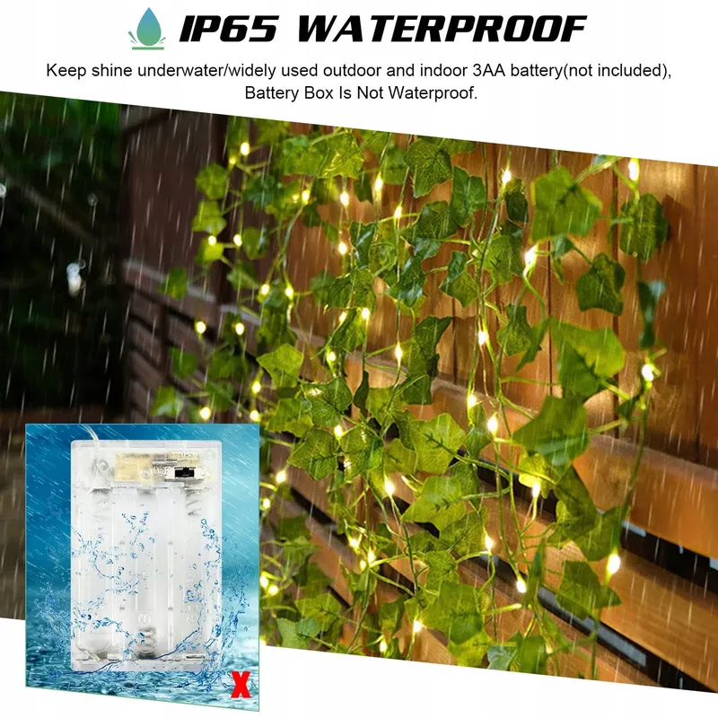 Kunstklimop Lichtslinger 4M 40 LED Batterij Timer — foto 5