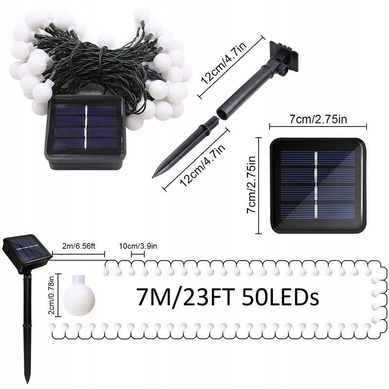 MICACORN Solar Lichtketting Buiten 7m 50 LED 8 Standen Waterdicht — foto 4