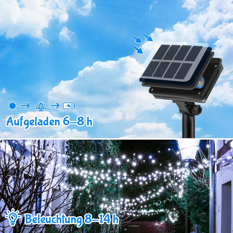 ETOPGO Solar LED Lichtsnoer Waterdicht 12M 120LED — foto 2