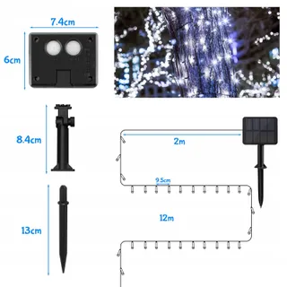 ETOPGO Solar LED Lichtsnoer Waterdicht 12M 120LED — miniatuur 6