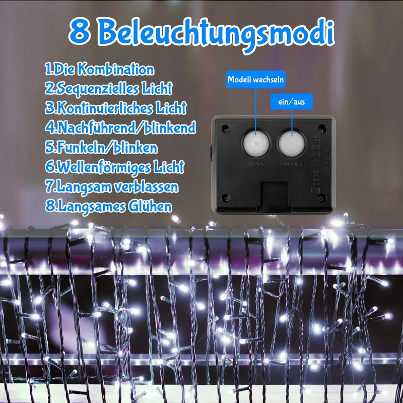ETOPGO Solar LED Lichtsnoer Waterdicht 12M 120LED — foto 3