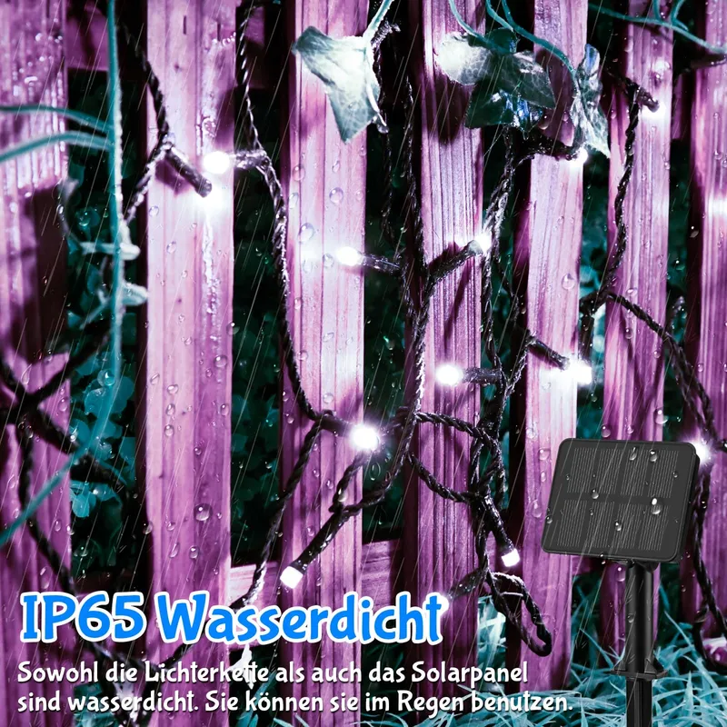 ETOPGO Solar LED Lichtsnoer Waterdicht 12M 120LED — foto 4
