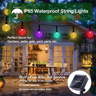 USEBER Solar Lichtsnoer 50LED 8 Standen Waterdicht Binnen Buiten — miniatuur 4