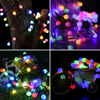 Kleurrijke Solar Lichtjes 100 LED Bol 12M Waterdicht Voor Kerst — miniatuur 3