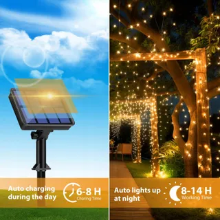 PEASUR 3 Stuks Solar Lichtsnoer 120 LED IP65 Balkon Tuin — miniatuur 2