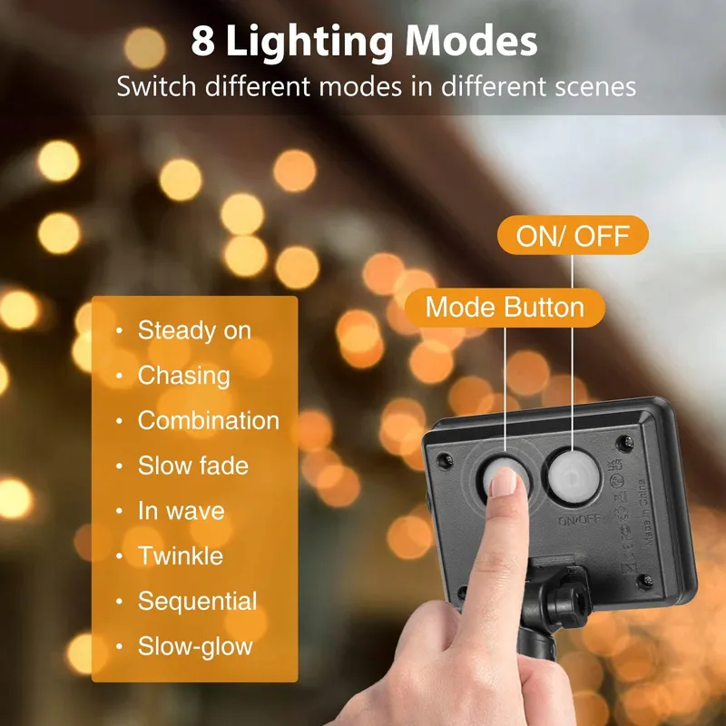 PEASUR 3 Stuks Solar Lichtsnoer 120 LED IP65 Balkon Tuin — foto 3