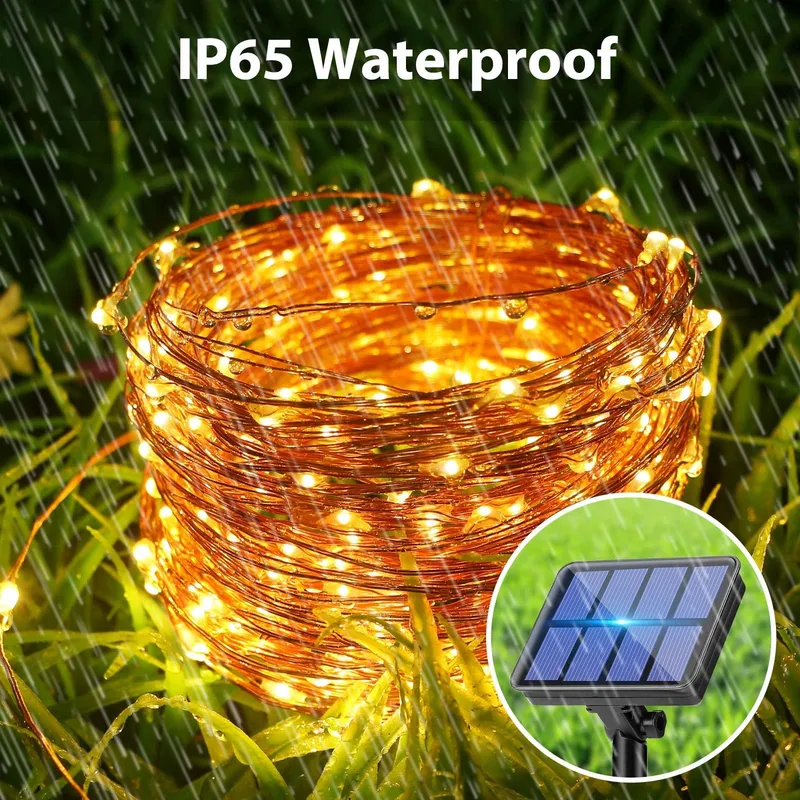 PEASUR 3 Stuks Solar Lichtsnoer 120 LED IP65 Balkon Tuin — foto 4