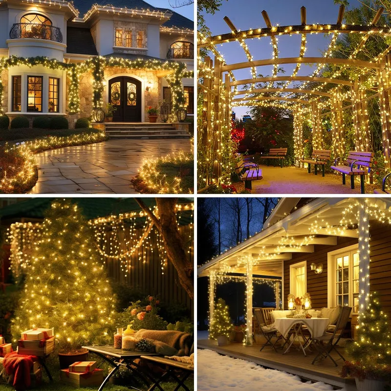 PEASUR 3 Stuks Solar Lichtsnoer 120 LED IP65 Balkon Tuin — foto 7