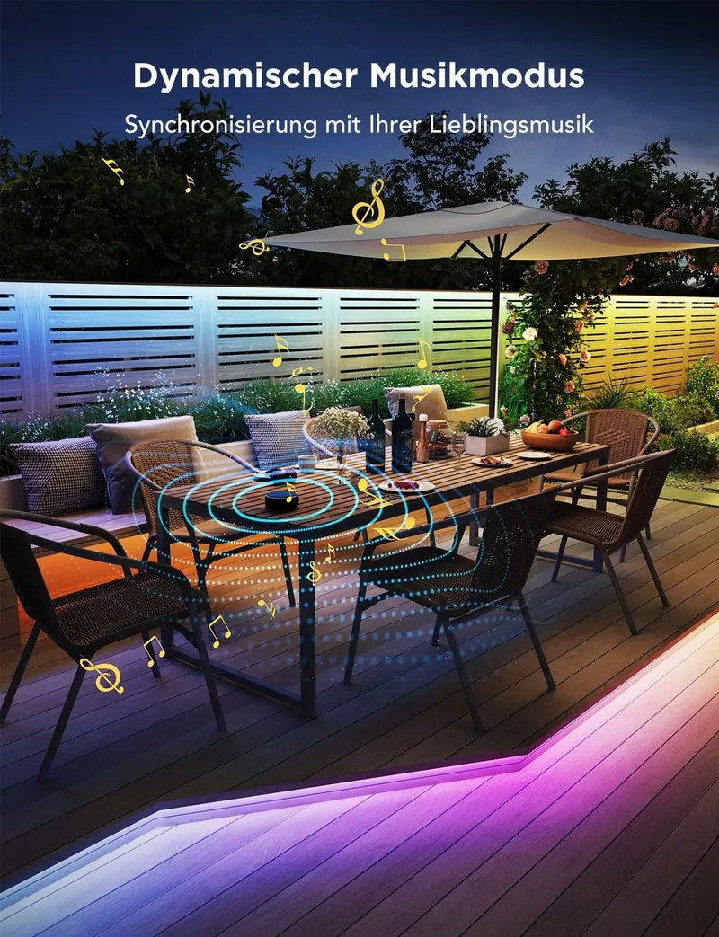 GOVEE Buiten LED Strip 20m IP65 RGBIC Alexa App Muziek Tuin Balkon — foto 3